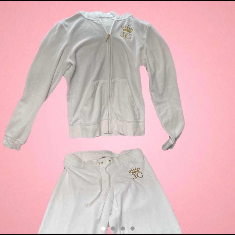 White velour juicy couture tracksuit